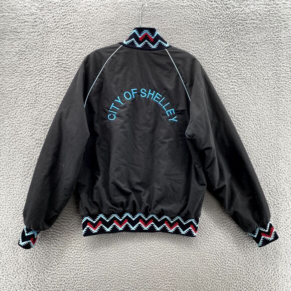 Vintage West Ark Bomber Jacket Medium Black Aztec Southwestern Varsity USA Made - Picture 9 of 15